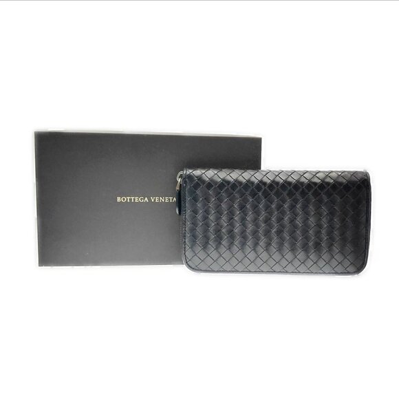 Bottega Veneta Handbags - Bottega Veneta Intrecciato Leather Zip Long Wallet